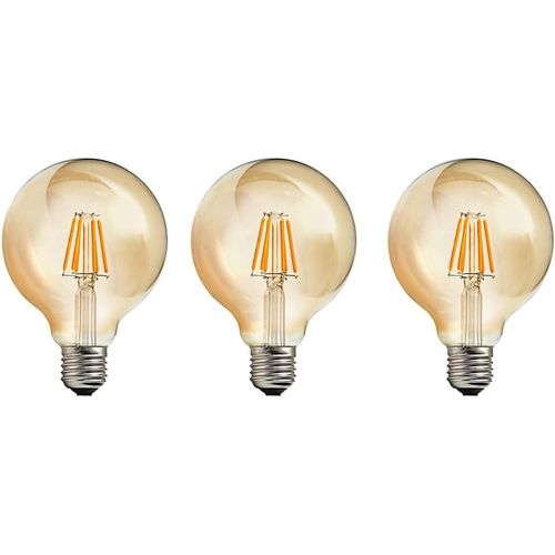 Ampoule Led E27 Vintage G80 4w Blanc Chaud 2700k 400lm Décorative - Idéal Pour Suspension, Lampe De Table, Applique - 3 Paquets[Amp744226]