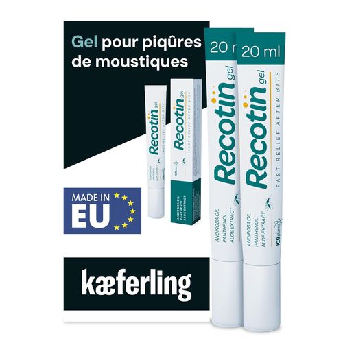 Recotin Gel Piqûres Moustiques 2x 20ml | 100% Ingrédients Naturels | Apaisant Anti-Démangeaisons Pour Corps | Idéal Toute La Famille 