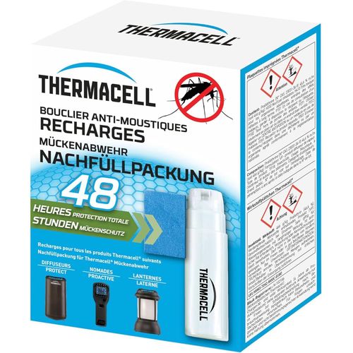 Recharge Anti-Moustiques et Moustiques Tigres - Protection Efficace 20m²- Compatible avec Diffuseurs,Nomades et Lanternes - Durée 48h - 4 Cartouches Gaz + 12 plaquettes