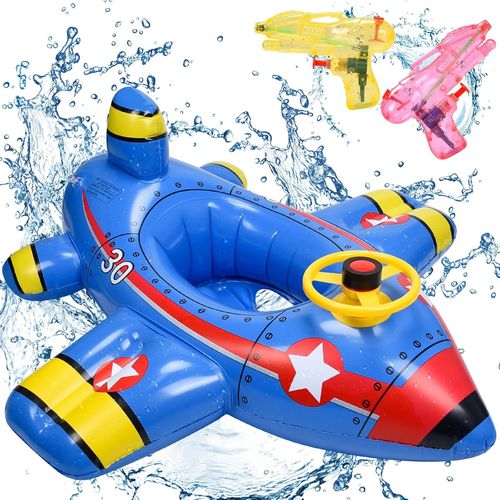Bébé Anneau De Natation,Bouee Bebe,Siège Bébé De Piscine Et 2 Pistolets À Eau,Anneau De Natation Pour Avion,Bouee Gonflable Bebe Piscine,Volant Jouets De Natation Pour Enfants,1-6 Ans