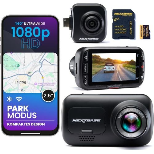 222x Car Camera Front + Rear View Camera + 32gb Sd Card | 1080p Full Hd | 2.5"" Screen | Loop Recording | Parking Mode | Support Click & Go | Easy Assembly
