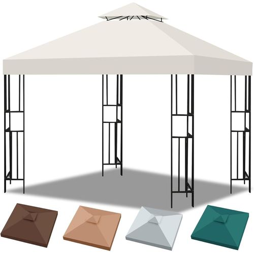 Auvent De Rechange De 25,4 X 25,4 Cm,Housse De Tonnelle À Double Niveau Avec Grille D'aération Très Résistante Et Imperméable En Polyester 300d Amélioré Pour Extérieur,Terrasse,Jardin