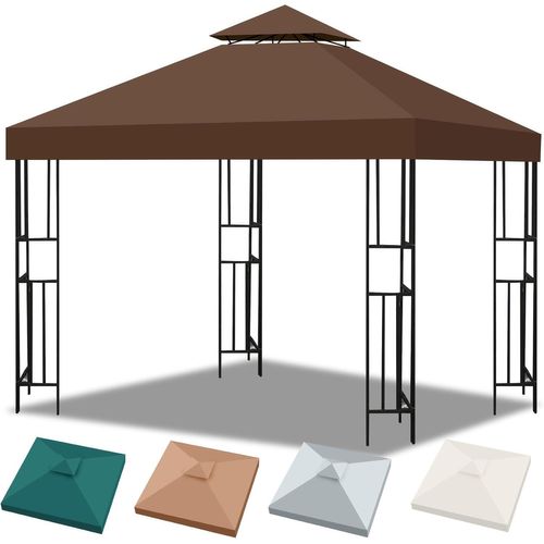Toile De Pergola 3x3m Imperméable-Toile De Remplacement Double Couche 300d Anti-Uv,Ventilation Amovible Pour Tonnelle Jardin Extérieur (3x3m).[F433]