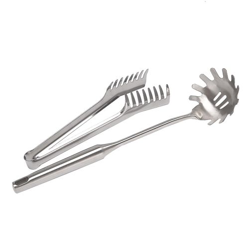 Ensemble De 2 Pièces De Serveur À Spaghetti En Acier Inoxydable, Pince À Pâtes Spaghetti En Acier Inoxydable, Cuillère À Pâtes Se
