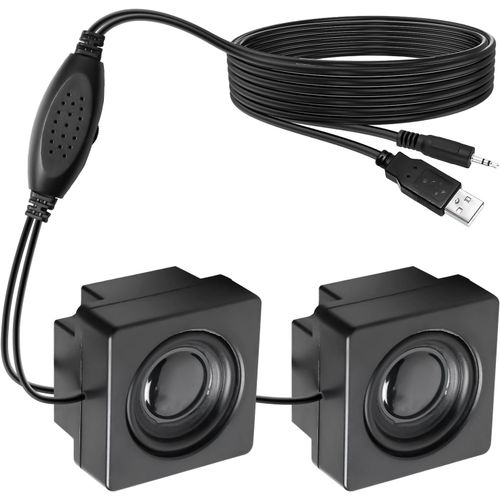 KYAOAYO-1 Paire De Mini Haut-Parleurs D'Ordinateur Pour Ordinateur De Bureau, Entrée Trs 3,5 Mm Avec Contrôle Du Volume, Pr En Charge Usb, Stéréo, Design Caché, Petit Haut-Parleur Pour Pc,