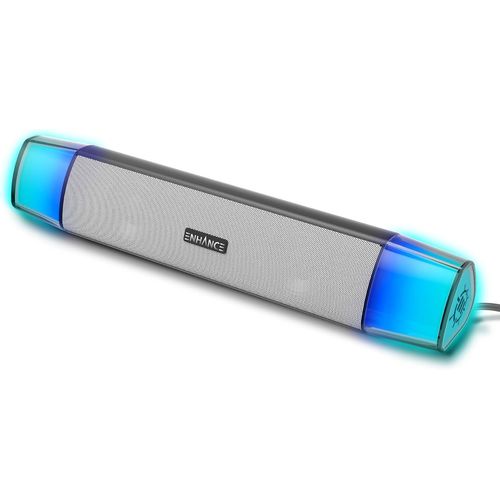 KYAOAYO-Enceintes Pc Theorem 3 Blanches, Barre De Son Pour Pc - Alimentation Usb, Barre De Son Sous Moniteur Avec Crête De 12 W, 5 Modes De Couleur, Contrôleur En Ligne - Enceintes Pour Pc De Bureau