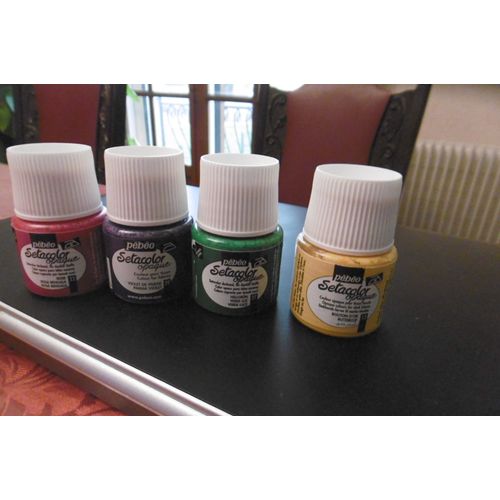 Pebeo Flacon 45ml Peinture Pour Tissus Setacolor Opaque Lot De 4 Assorties