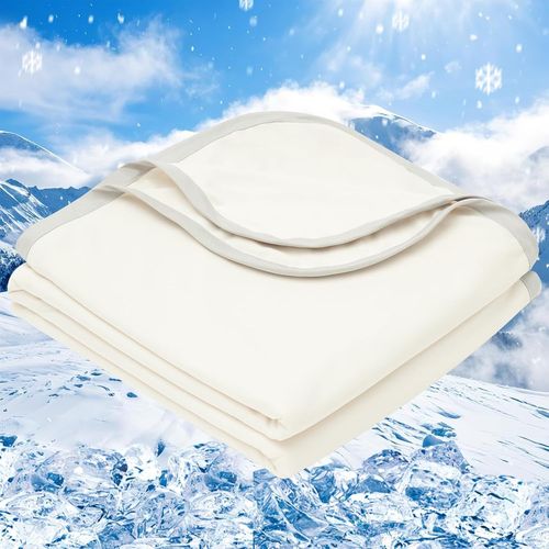 Kyaoayo-Arc-Chill Q- 0,5 Couverture Rafraîchissante Double Face, Absorbant La Transpiration Et Respirante, Blanc Crème, 230 X 270 Cm, Couverture De Canapé, Plaid De Voyage, Blanc Crème