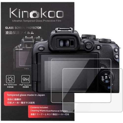 Protection d'écran pour appareil photo Canon EOS R10/R100/EOS R50 V Vlog, film en verre trempé 0,25 mm, dureté 9H, sans bulles, anti-rayures, installation facile (lot de 2)