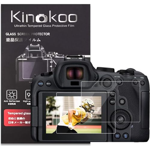 Lot de 2 films de protection d'écran pour appareil photo numérique Canon EOS R6 Mark II/R6 II - 0,25 mm Dureté 9H - Cristal transparent - Sans bulles et anti-rayures