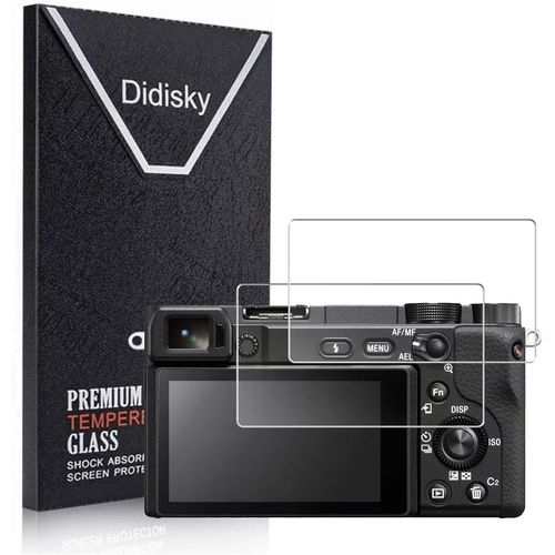 [Lot de 2 films protection d'écran pour appareil photo Sony Alpha A6300/A6400/A6000/A5000/A6600/A6100, 0,3 mm, dureté 9H, anti-rayures, anti-traces de doigts, anti-bulles