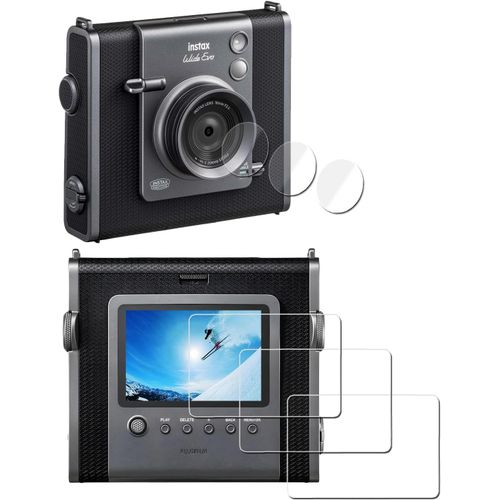 [3Pcs Protection d'Ecran pour Fujifilm Instax WIDE EVO Instant Film Camera+[3Pcs] PET Film pour objectif,Verre Trempé,Dureté 9H,Anti-rayure,Sans Bulle,Anti-empreinte,Installation Facile