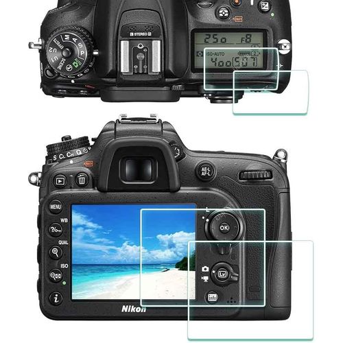 Protection Ecran pour Nikon D7200 D7100 avec protection supérieure LCD Verre Trempé Protecteur film Accessoires 0,3mm Dureté 9H Anti-Rayure Anti-Trace Anti-Bulle -Lot de 2+2