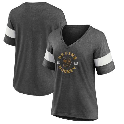 T-Shirt À Col En V Ring The Alarm Pour Femmes De Marque Fanatics Heather Charcoal Boston Bruins Édition Spéciale 2.0