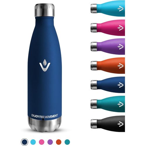 Gourde Isotherme, 500ml Gourde Enfant, Gourde Sport Anti-Fuite, Gourde Inox Sans Bpa, Facile À Transporter, Bouteille Isotherme, , Bouteille D'eau Pour Running, École, Bureau, Bleu Foncé