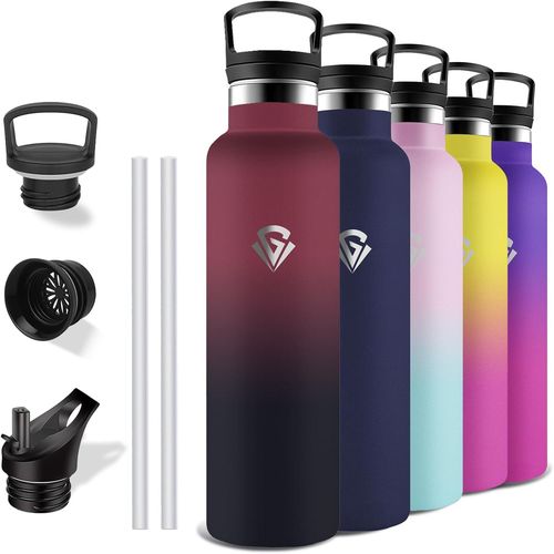 Gourde Isotherme, Gourde 1l, Sans Bpa, Gourde Paille, Anti Fuite, Gourde Inox, Acier Inoxydable 18/8, Gourde Adulte, Double Isolation, Bouteille D'eau Pour Randonnée, Camping, Aptitude, Sportif