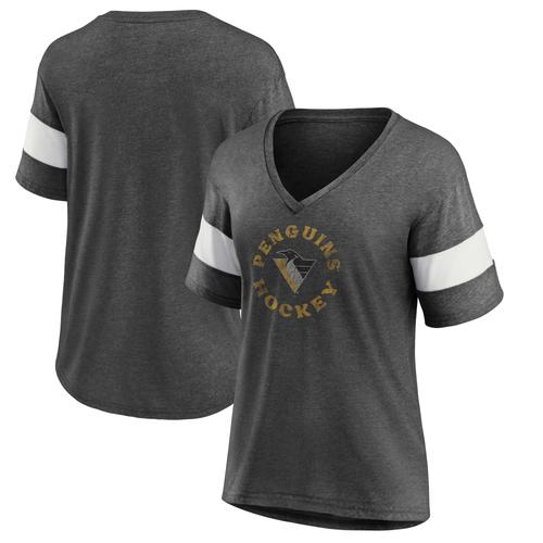T-Shirt À Col En V Ring The Alarm Pour Femmes De Marque Fanatics Heather Charcoal Pittsburgh Penguins Édition Spéciale 2.0
