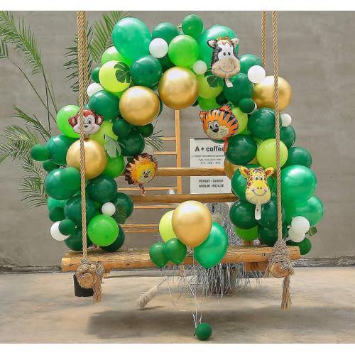 Ballons verts Jungle, 144 pièces, Kit guirlande de fête d'anniversaire, forêt tropicale Safari, ballons en arc avec feuilles de palmier