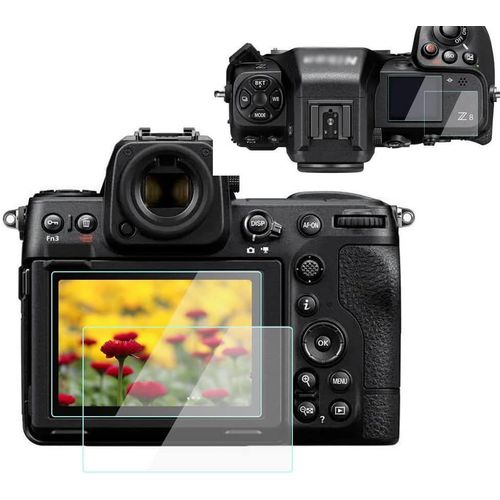 Lot de 2 films de protection d'écran pour appareil photo Nikon Z8ii Z8 Z9ii Z9 (2 hauts-écrans et 2 écrans LCD) en verre trempé 9H anti-bulles anti-poussière anti-rayures