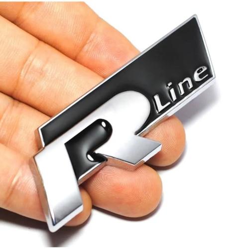 3D Métal R Line Autocollant Emblème Badge Noir Argent Pour VW R-Line Golf 5 6 7 Touareg Tiguan Passat B6 B7 Jetta