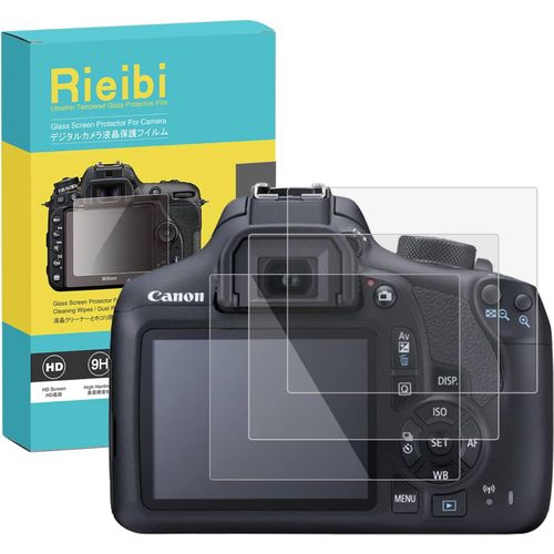 Lot de 3 films de protection d'écran anti-rayures pour appareil photo numérique Canon EOS 1500D 1300D 1200D 2000D 0,33 mm Dureté 9H