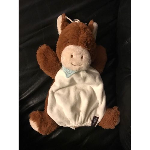 Doudou Marionnette Mocha Cheval Kaloo Les Amis Marron Bandana Bleu 25 Cm