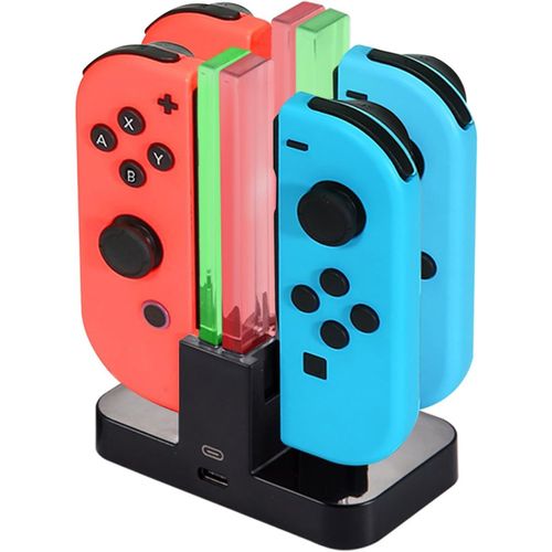 4 En 1 Chargeur Station De Charge Pour Joy Con, Station De Recharge Pour Manettes Nintendo Switch Avec Indicateur Led, Usb Type-C