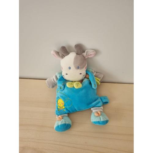 Doudou Vache Bleu Poussin Nicotoy