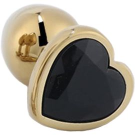 Kal-Butt Plug Or Avec Crystal Heart Boost, Anal Plug Set (Petit 28mm, Moyen 34mm, Grand 40mm) Butt Plug Métal Butt Plug Sex Toys Pour Hommes Et Femmes (Noir, S)