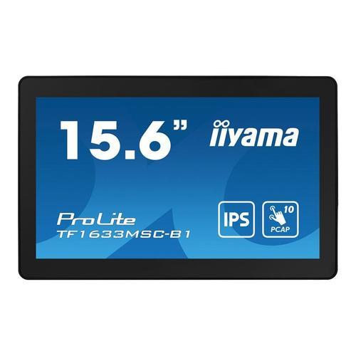 iiyama ProLite TF1633MSC-B1 - Écran LED - 15.6" - cadre ouvert - écran tactile - 1920 x 1080 Full HD (1080p) @ 60 Hz - IPS - 450 cd/m² - 1000:1 - 5 ms - HDMI, DisplayPort - haut-parleurs - noir...