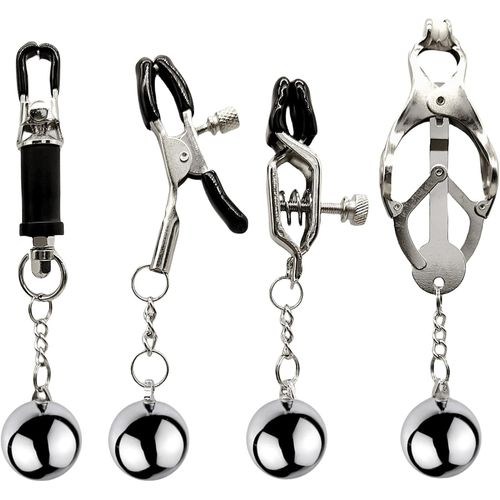 Kal-Pinces À Tétons Avec Poids Réglable Pinces À Seins Pince Clitoridienne Pinces À Mamelons En Acier Inoxydable Sex Toys Extrêmes Stimulateurs Mammaires Pour Femmes Et Hommes