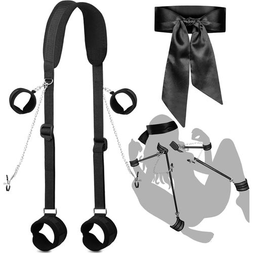 Kal-Protections Auditives,Super Douces Et Réutilisables Bdsm Complet Pour Couples - Kit S&m Avec Menottes Poignets/Chevilles, Bandage Cuisse Ajustabl, Masque Yeux, Pinces Tétons/Clitoris