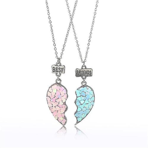 Collier Meilleurs Amis, 2 Pièces, Pendentif D'amitié C¿Ur Brisé, Paillettes, Bijoux Cadeau Pour Femmes