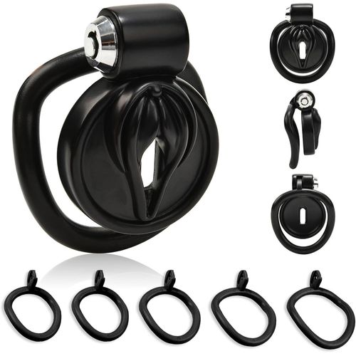Kal-One Touch Cage De Chasteté Hommes Avec 5 Anneaux De Pénis Sissy Cock Cage À Utiliser Avec Chastity Belt Sm Cage À Pénis Bondage Jouets Sexuels Pour Couples, Hommes (Black)