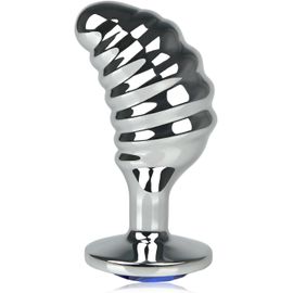 Kal-Plug Anal Métallique Dildo Fétichisme Jouet Sexuel Pour Adultes Avec Diamant Bleu, Plug Anal Pour Point G Et Prostate Massageur De Mamelons En Alliage D'aluminium Design À Vis Forme De Chenille (