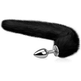 Kal-Plug Anal Butt Plug En Métal Avec Queue De Renard Noir Sextoy Anal Pour Fétiches Esclaves Cosplay Bdsm Sex Toy¿S Pour Femme Homme Couple (L)