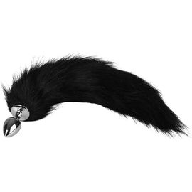 Kal-, Gode, 'plug Anal Avec Queue De Renard, 48 Cm', Base Large, Fausse Fourrure Douce, Jeux Animaliers Excitants, Couleur:Noir
