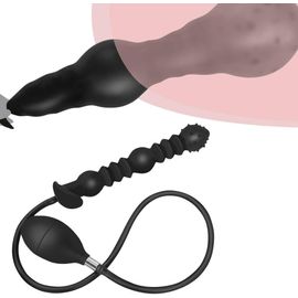 Kal-Plug Gonflable, Silicone Plugs Anals Avec 5 Perles Avec Pompe, Plug Anale, Extenseur Homme, Godemichets Anus, Butt Plug, Dilatateur Vaginisme, Sex Toy¿S Femme Anus, Jouet Sexualité Homme, Noir