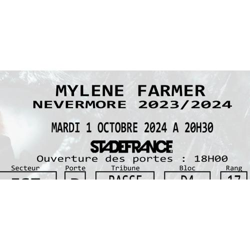 Concert Mylène Farmer 2024 - Ticket - Billet