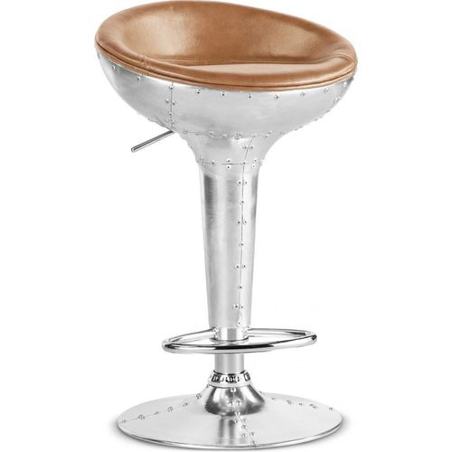 Tabouret De Bar Aviator - Cuir Premium Marron