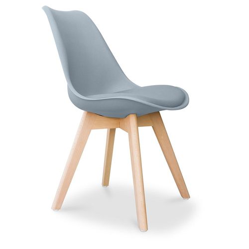 Chaise Brielle Avec Coussin Design Scandinave Gris Clair