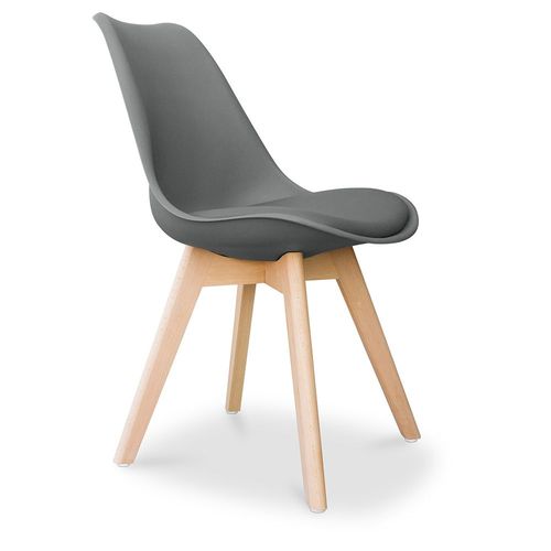 Chaise Brielle Avec Coussin Design Scandinave Gris Foncé