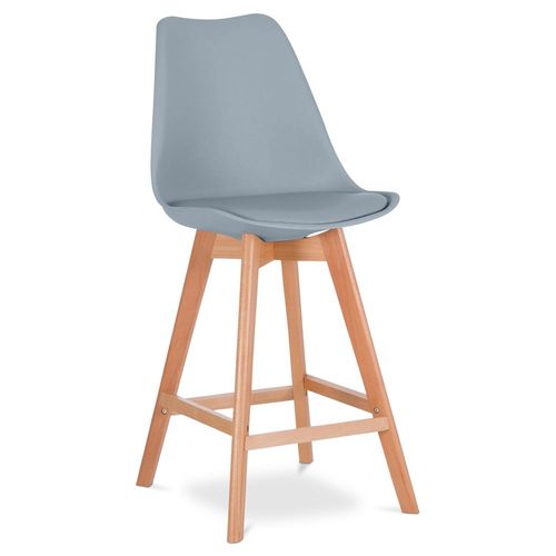 Premium Tabouret De Bar Brielle Avec Coussin De Style Scandinave - Bois Gris Clair