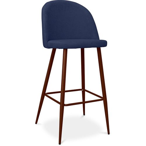 Tabouret Rembourré En Tissu - Design Scandinave - 73cm - Bennett Bleu Foncé