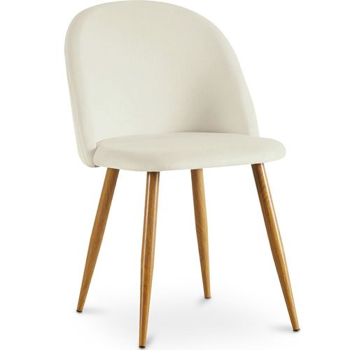 Chaise De Salle À Manger - Tapissée De Velours - Style Scandinave - Bennett Crème