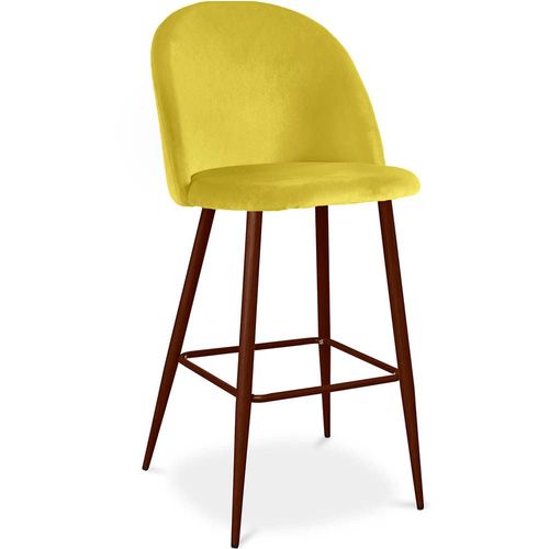 Tabouret Tapissé En Velours - Design Scandinave - Bennett Jaune