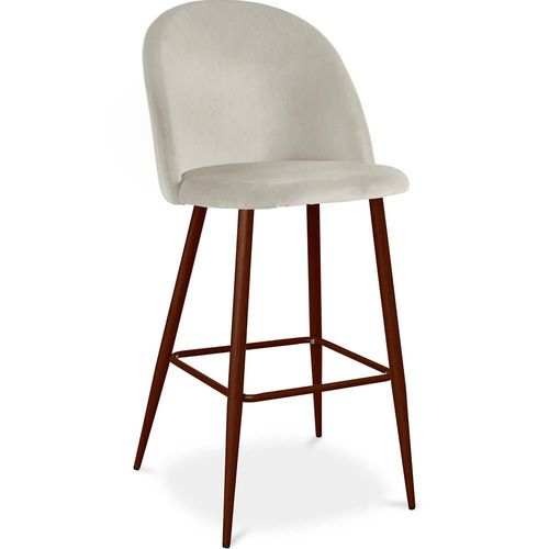Tabouret Tapissé En Velours - Design Scandinave - Bennett Gris Clair