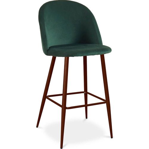 Tabouret Tapissé En Velours - Design Scandinave - Bennett Vert Foncé
