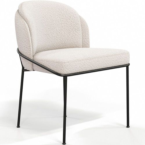 Chaise De Salle À Manger En Bouclette Fausse Fourrure Tapissée - Boucles Blanches - Duma Blanc