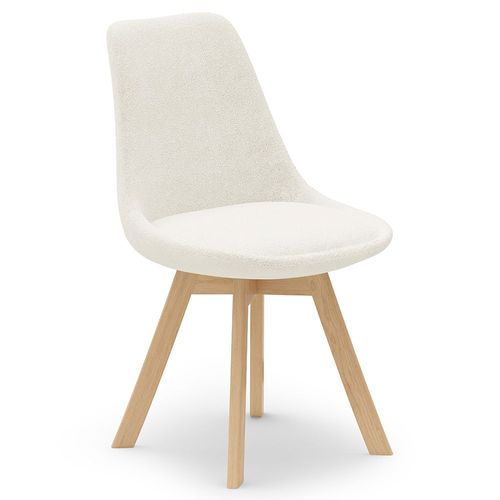 Chaise De Salle À Manger En Bouclette Fausse Fourrure Tapissée - Boucles Blanches - Tulipe Blanc